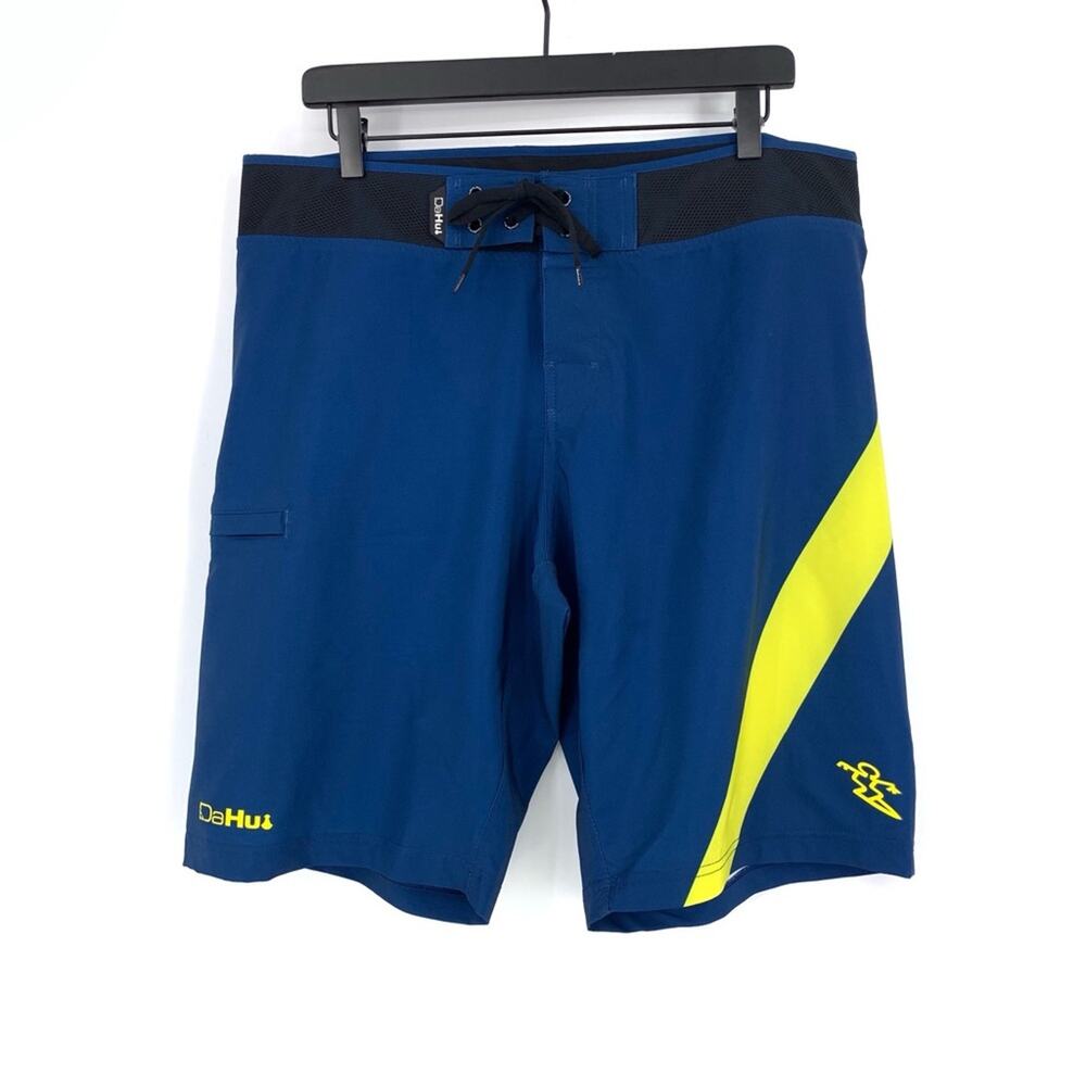 DAHUI Board Shorts Navy Blue Yellow 34